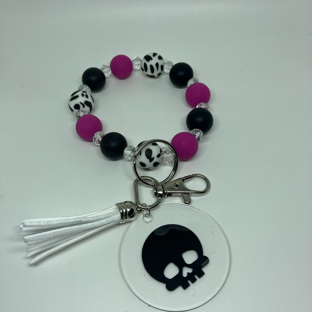 Silicone beaded wristlet keychain